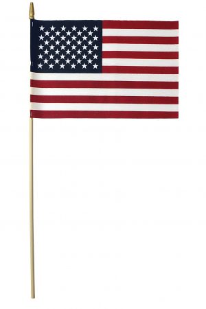 WOOD US STICK US AMERICAN  FLAGS GOLD SPEAR 144 12 X 18 3/8 X 30" STAFF SIZE 